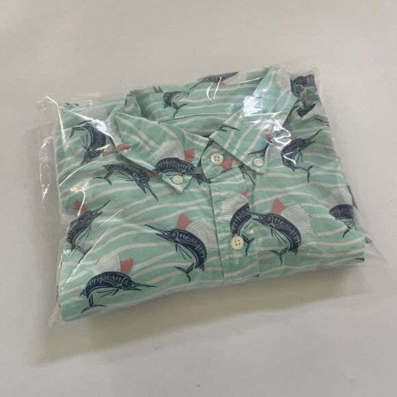 VINEYARD VINES Murray Shirt Men's Large All Over Fish Print Hawaiian Tropical‎ - Picture 9 of 9